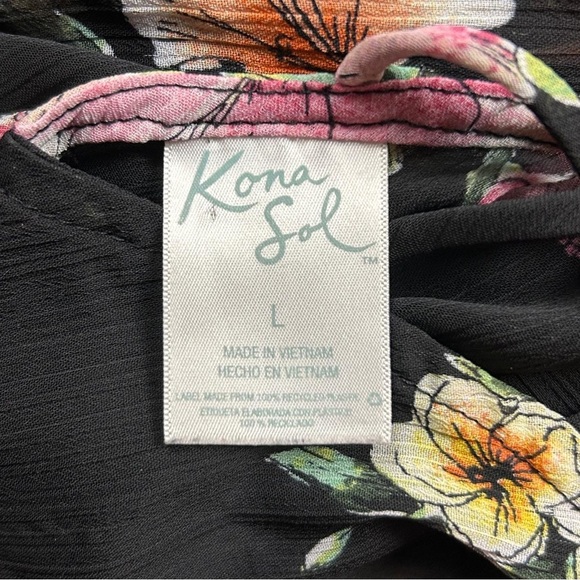 Kona Sol Black and Green Swim Coverup with Stylish Design - Picture 7 of 7